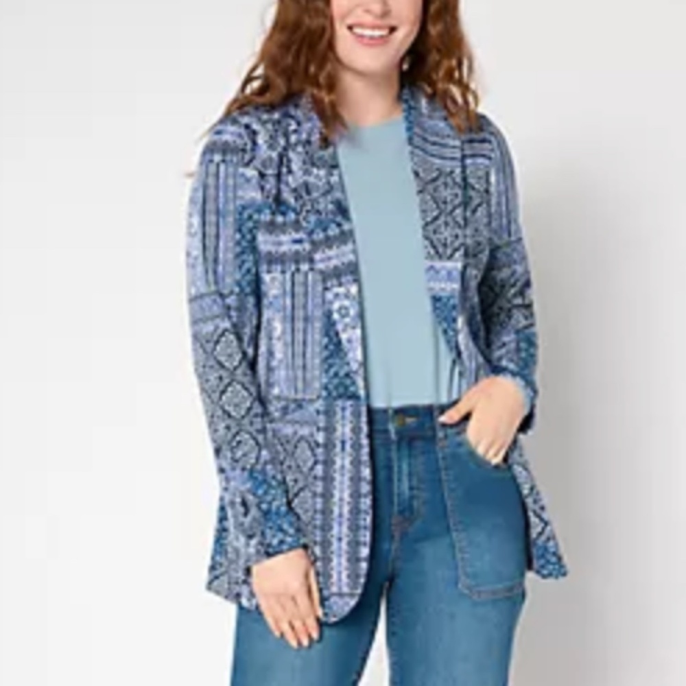 Susan Graver Print Fusion Revere Collar Blazer